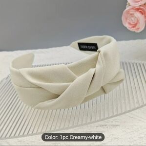 Wide Brim Knotted Head Band Creamy White